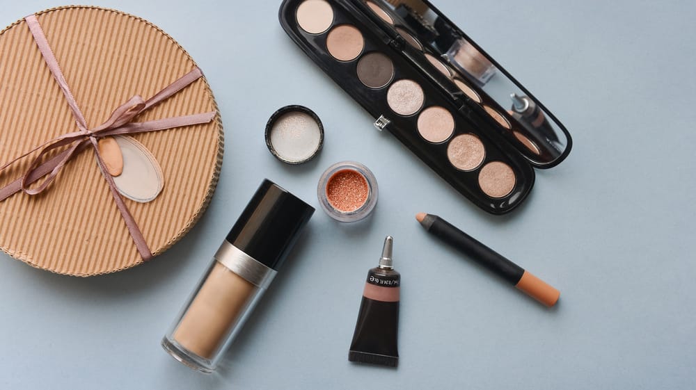 a group of makeup items