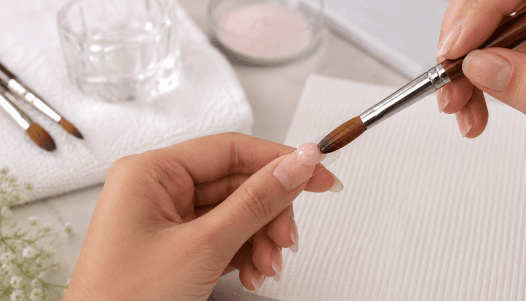 acrylic bead application close-up