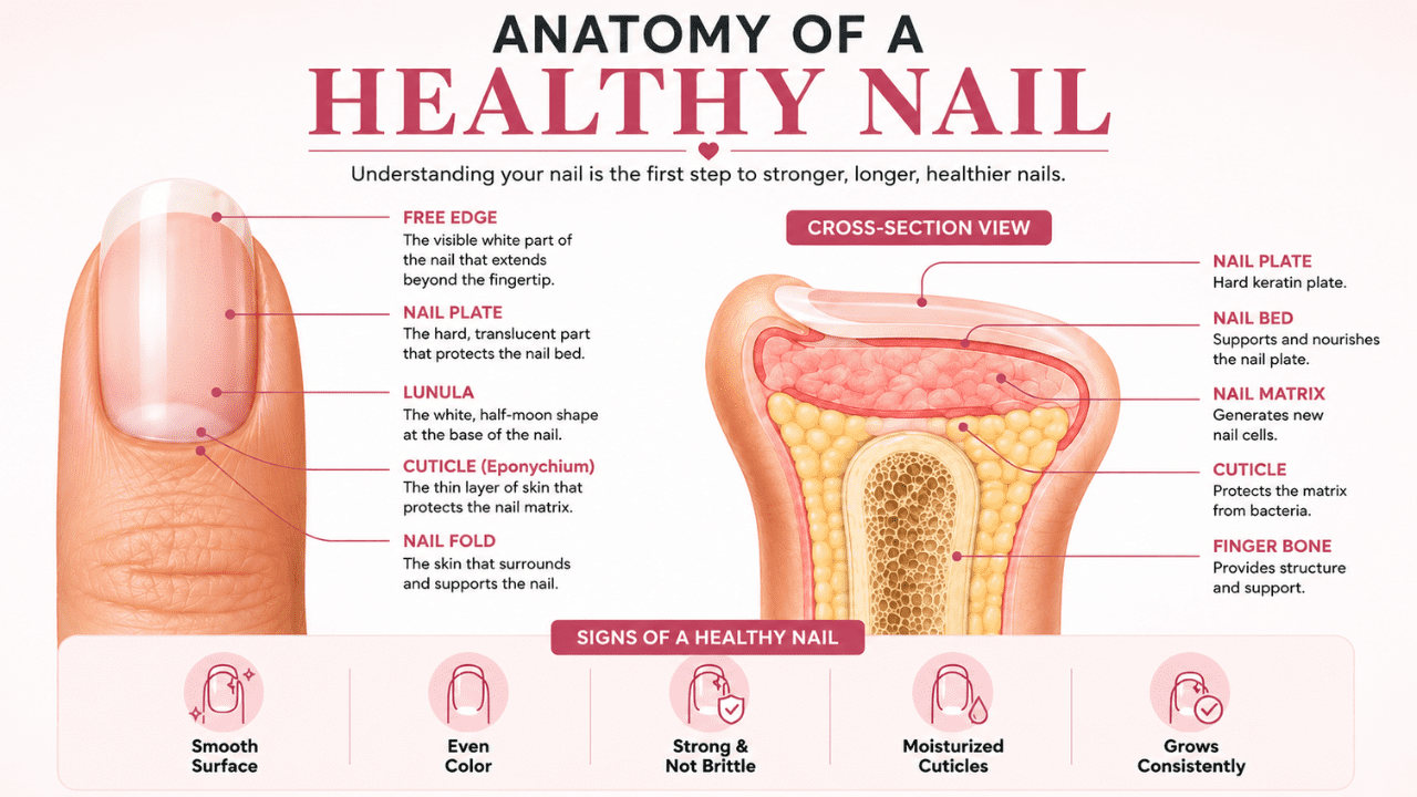 Anatomy of a healthy nail diagram