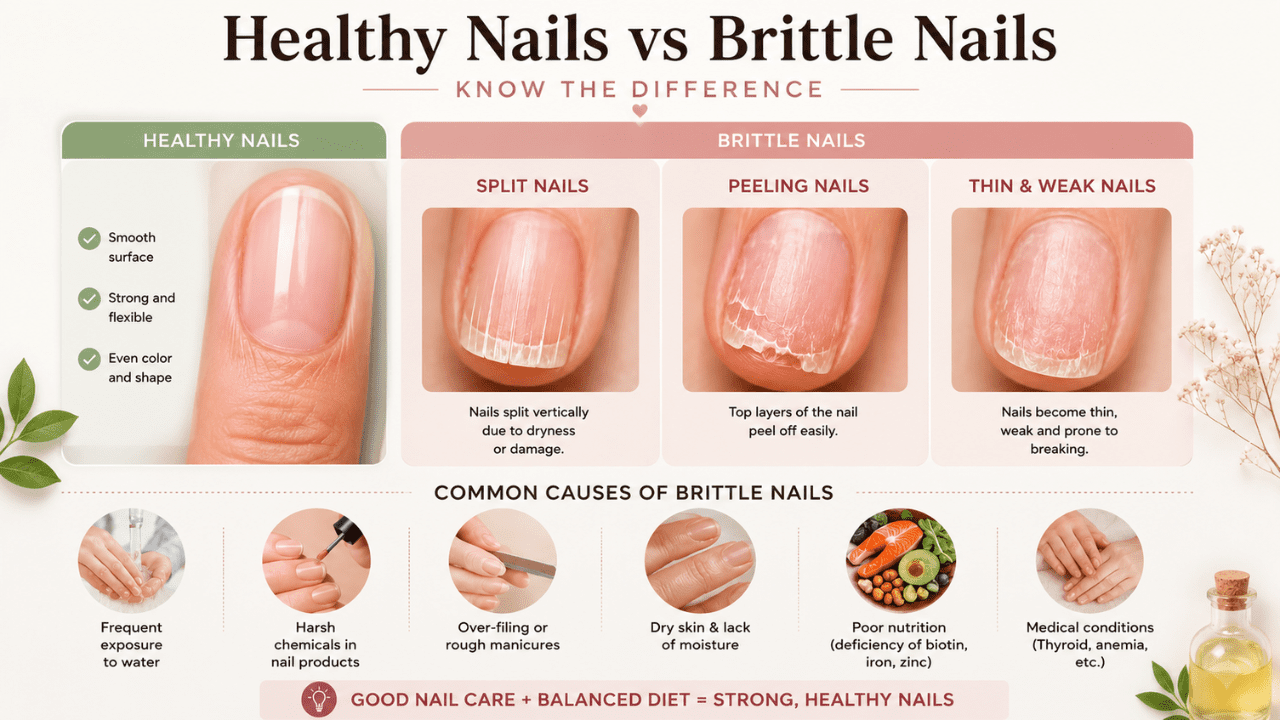 Healthy nails vs brittle nails