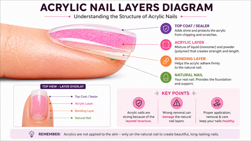 acrylic nail layers diagram