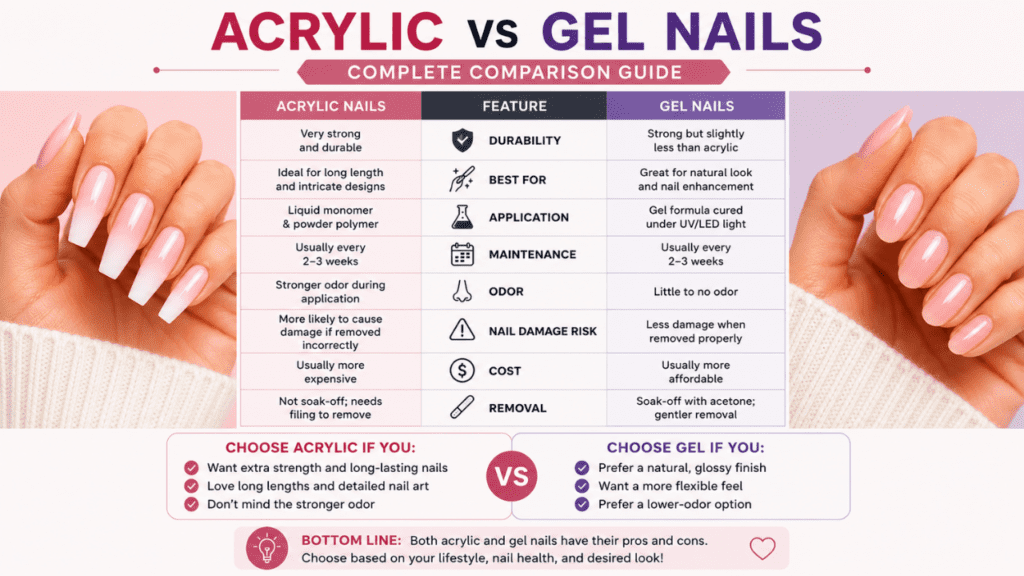 acrylic vs gel nails infographic