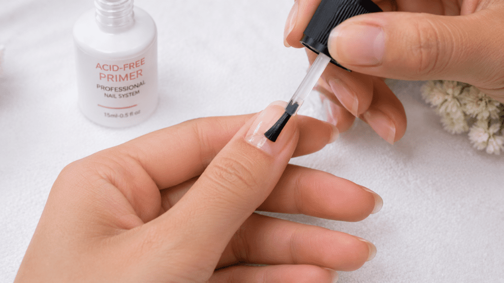 applying primer carefully near cuticle area
