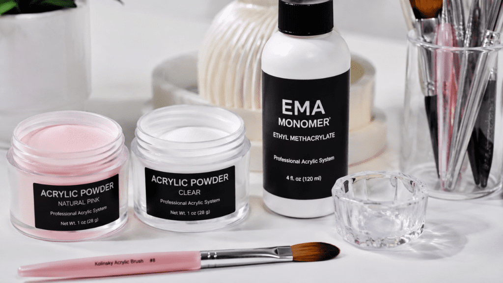 beginner acrylic powder and EMA monomer setup