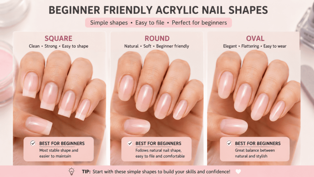 beginner friendly acrylic nail shapes