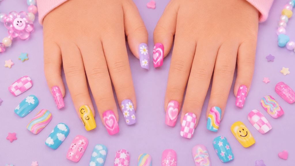 colorful press-on nails for kids