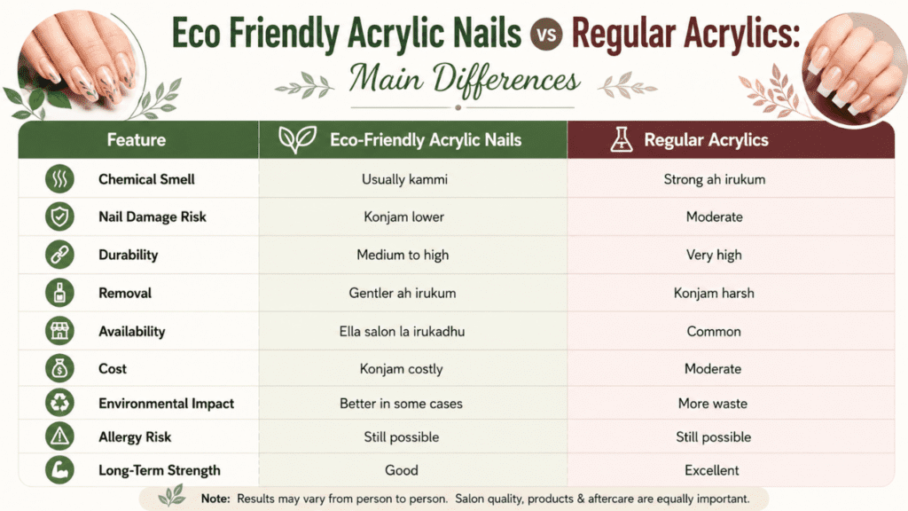 eco friendly acrylic nails vs regular acrylics comparison