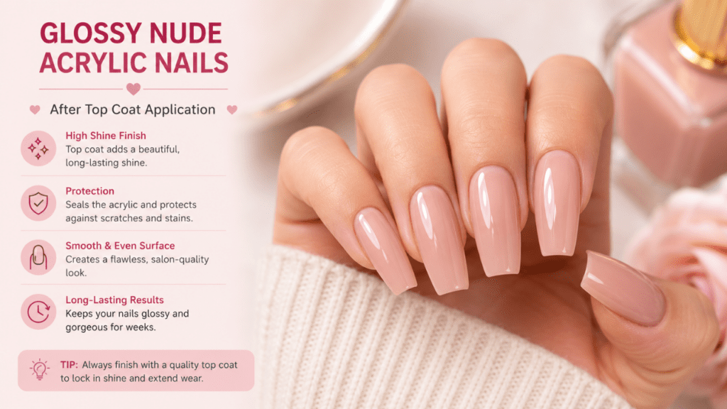 glossy acrylic nails with top coat