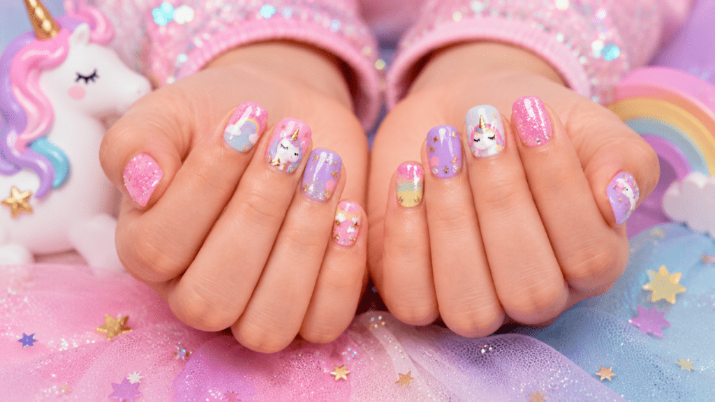 unicorn acrylic nail designs for kids