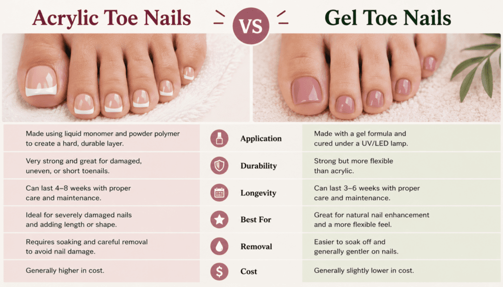 Acrylic toe nail vs gel toe nails