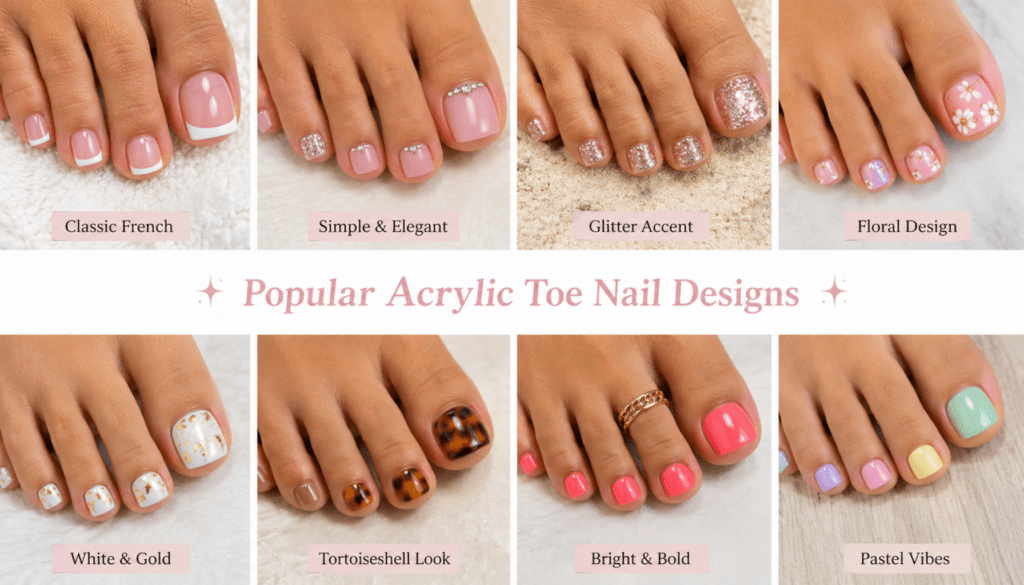 acrylic toe nail designs