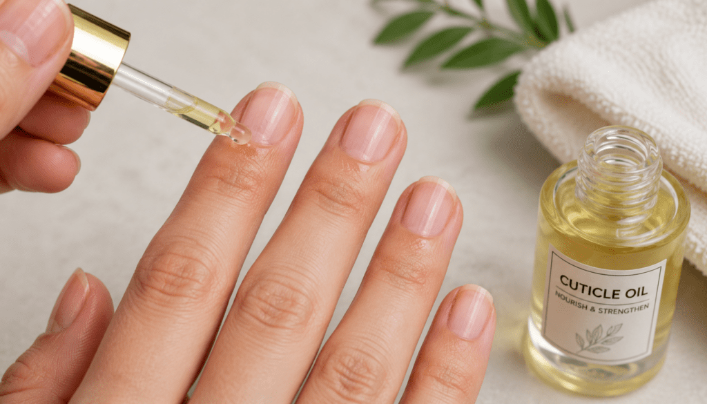 applying cuticle oil