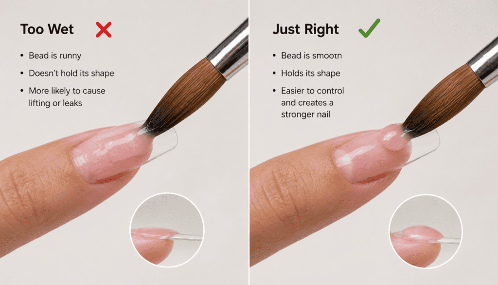 wet bead versus correct acrylic bead